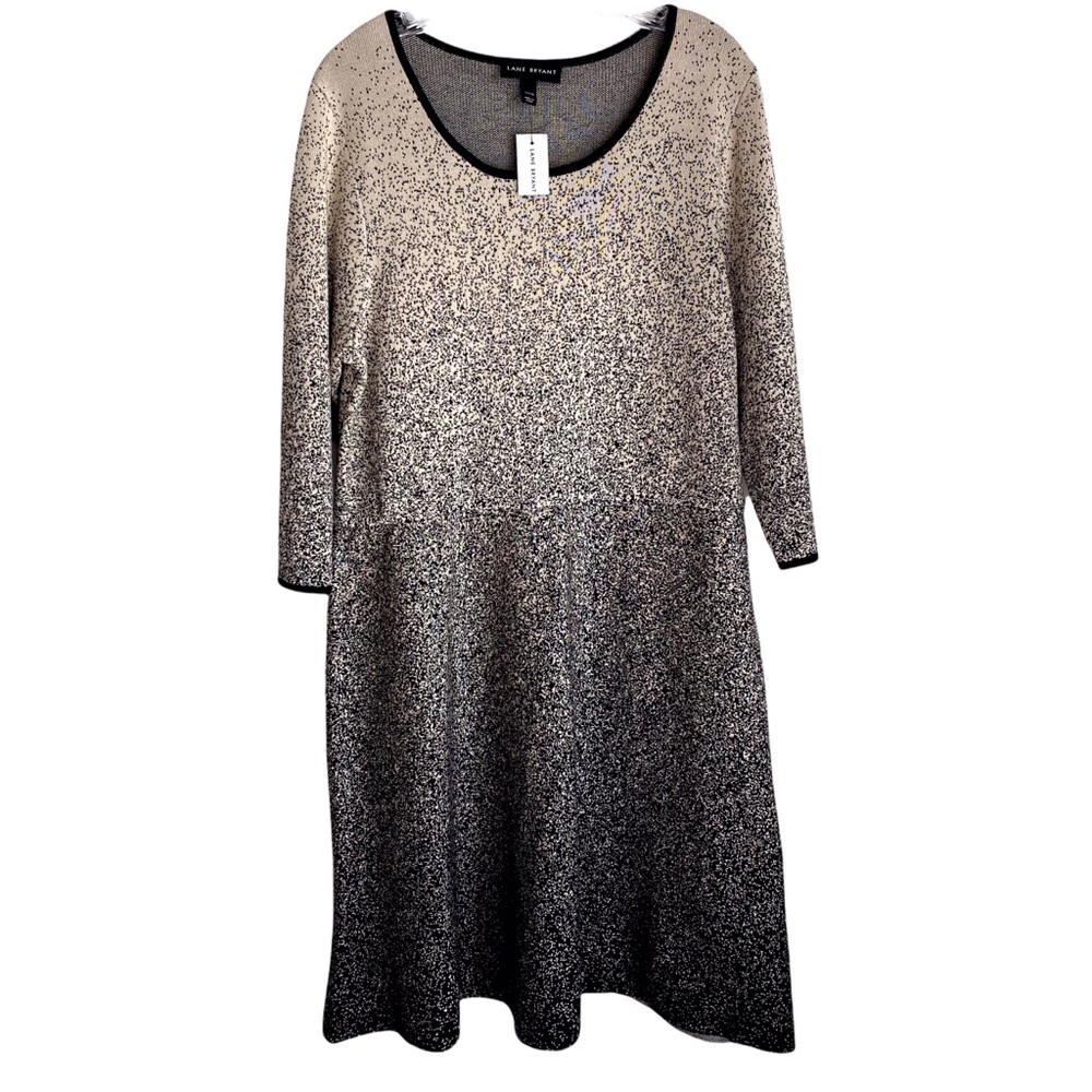 Lane Bryant Black and Cream Knee Length Sweater Dress